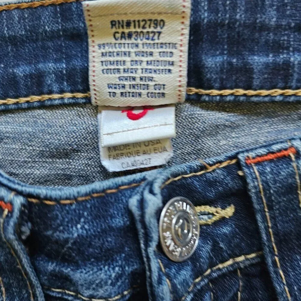 True Religion Bermuda Denim Shorts Womens 27 Rolled Cuff Long Inseam